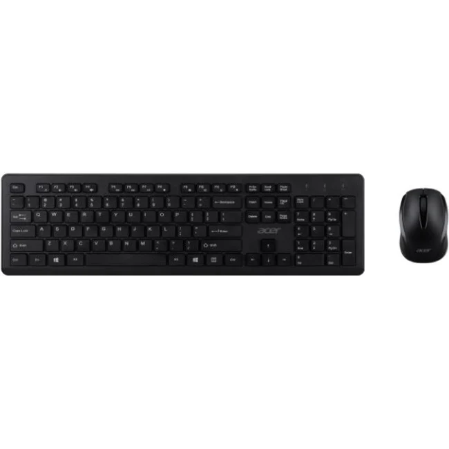 Acer Keyboard & Mouse - Rubber Dome Wireless Keyboard - 105 Key - English (US) - Black - Wireless Mouse - Optical - 1600 dpi - 3 Button - Scroll Wheel - Black - AAA - Compatible with PC