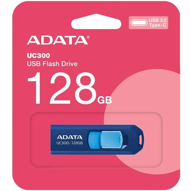 Adata Choice UC300 128GB USB 3.2 (Gen 1) Flash Drive - 128 GB - USB 3.2 (Gen 1) - Navy Blue - 5 Year Warranty