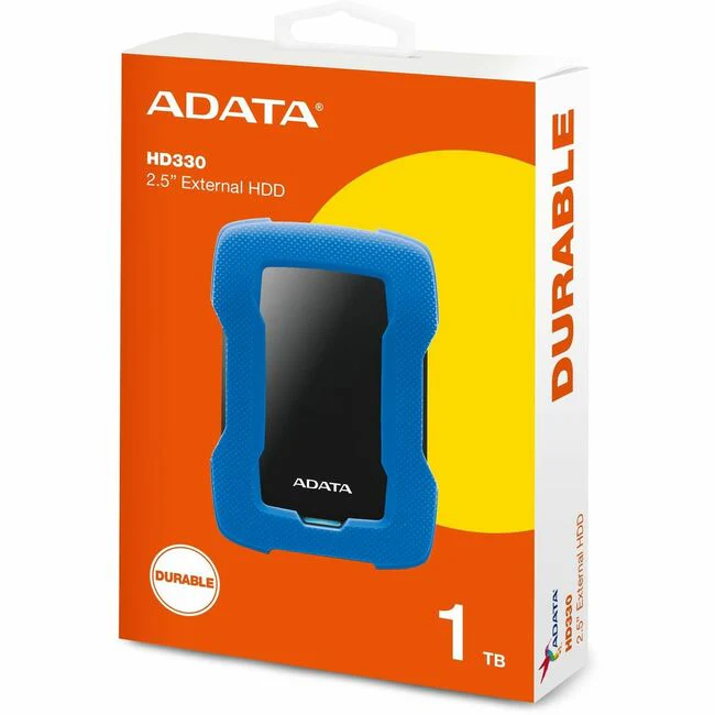 Adata HD330 AHD330-1TU31-CBL 1 TB Portable Hard Drive - External - Blue - Gaming Console Device Supported - USB 3.1 - 256-bit AES Encryption Standard