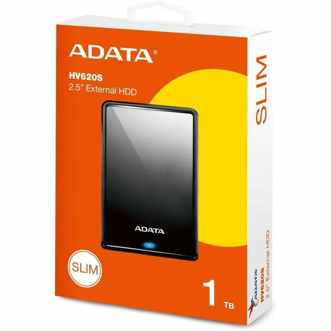 Adata HV620S 1 TB Portable Hard Drive - 2.5" External - Black - Gaming Console Device Supported - USB 3.2 (Gen 1) - 256-bit AES Encryption Standard