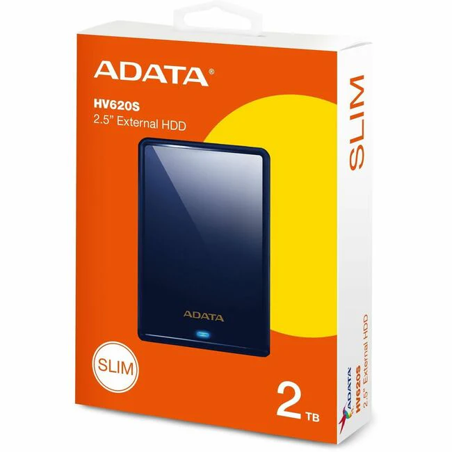 Adata HV620S AHV620S-2TU31-CBL 2 TB Portable Hard Drive - External - Blue - Gaming Console Device Supported - USB 3.2 (Gen 1) - 256-bit AES Encryption Standard