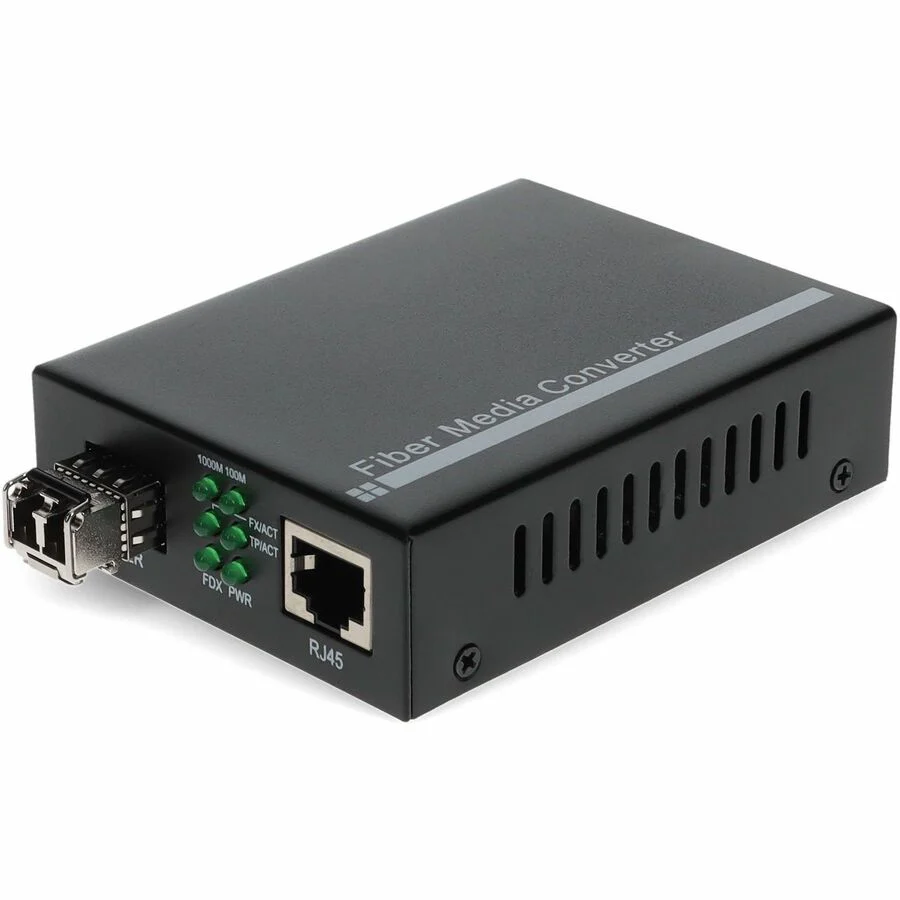 AddOn 10/100/1000Base-TX(RJ-45) to 1000Base-SX(LC) MMF 850nm 550m Mini Media Converter - 1 x Network (RJ-45) - 1 x LC Ports - Multi-mode - Gigabit Ethernet - 10/100/1000Base-TX, 1000Base-SX - 1804.46 ft - DC - TAA Compliant