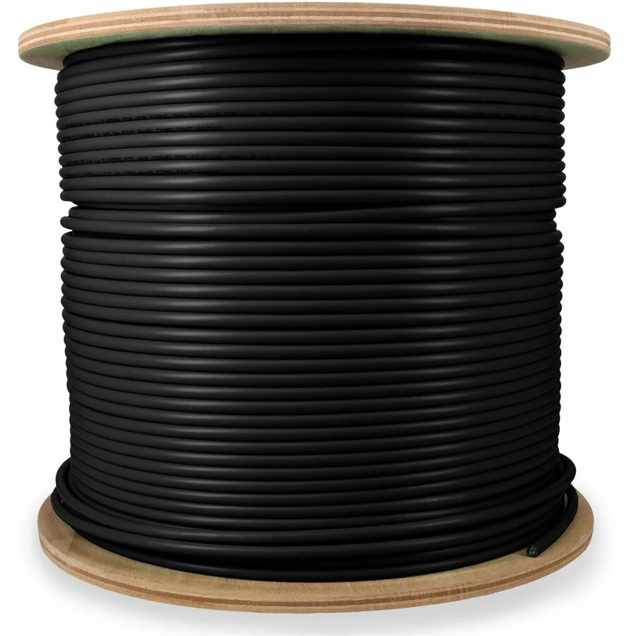 AddOn 1000ft Non-Terminated Black Cat6A STP Plenum-Rated Copper Patch Cable