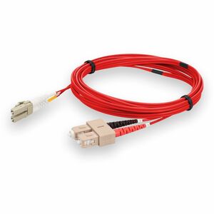 AddOn 3m SC (Male) to LC (Male) Red OM1 TAA Compliant Duplex LSZH Fiber Patch Cable