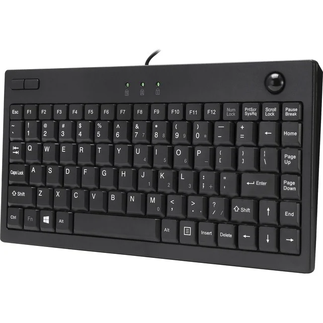Adesso AKB-310UB Mini Trackball Keyboard - USB - 87 Keys - Black