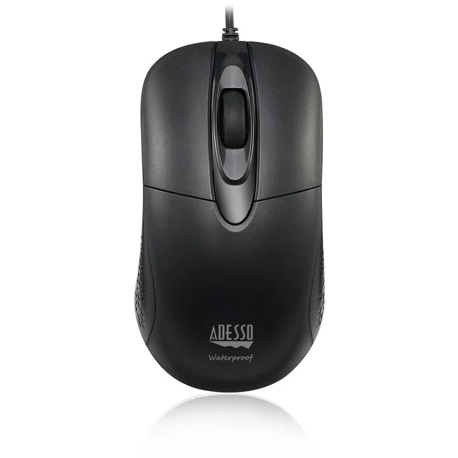 Adesso iMouse W4 - Waterproof Antimicrobial Optical Mouse - Optical - Cable - Black - USB - 1000 dpi - Scroll Wheel - 3 Button(s) - Right-handed