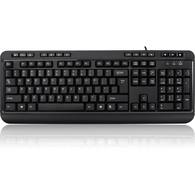 Adesso Multimedia Desktop Keyboard with 3-Port USB Hub - Cable Connectivity - USB Interface - 104 Key Media Player, Volume Down, Volume Up, Mute, Play/Pause, Previous Track, Next Track, Stop, My Computer, Calculator, Email, ... Hot Key(s) - English (US) -