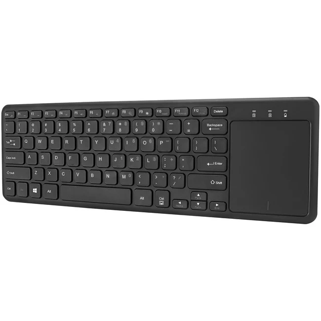 Adesso Wireless Keyboard with Built-in Touchpad - Wireless Connectivity - RF - 30 ft - 2.40 GHz - USB Interface - 78 Key Windows Key Hot Key(s) - English (US) - Computer - TouchPad - Windows, Linux, Android - Scissors Keyswitch - AAA Battery Size Supporte