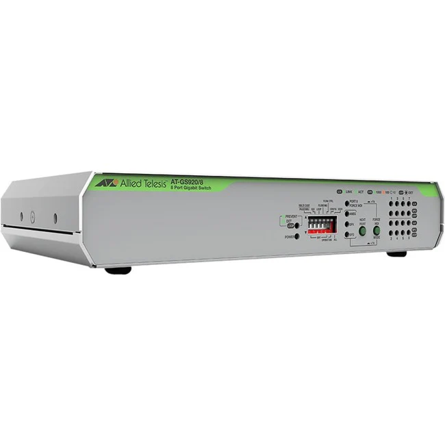 Allied Telesis 8-Port 10/100/1000T UnManaged Switch With Internal PSU - 8 Ports - Gigabit Ethernet - 10/100/1000Base-T - 2 Layer Supported - Twisted Pair - Desktop, Rack-mountable, Wall Mountable
