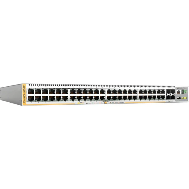 Allied Telesis Stackable Intelligent PoE+ Layer 3 Switch - 48 Ports - Manageable - 3 Layer Supported - Modular - 95 W Power Consumption - Optical Fiber, Twisted Pair - Rack-mountable