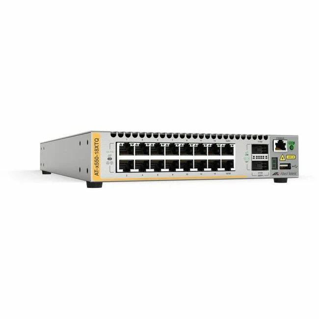 Allied Telesis x550-18XTQ Layer 3 Switch - 16 Ports - Manageable - 10 Gigabit Ethernet, 40 Gigabit Ethernet - 10GBase-T, 40GBase-X - 3 Layer Supported - Modular - 128 W Power Consumption - Twisted Pair, Optical Fiber - Rack-mountable
