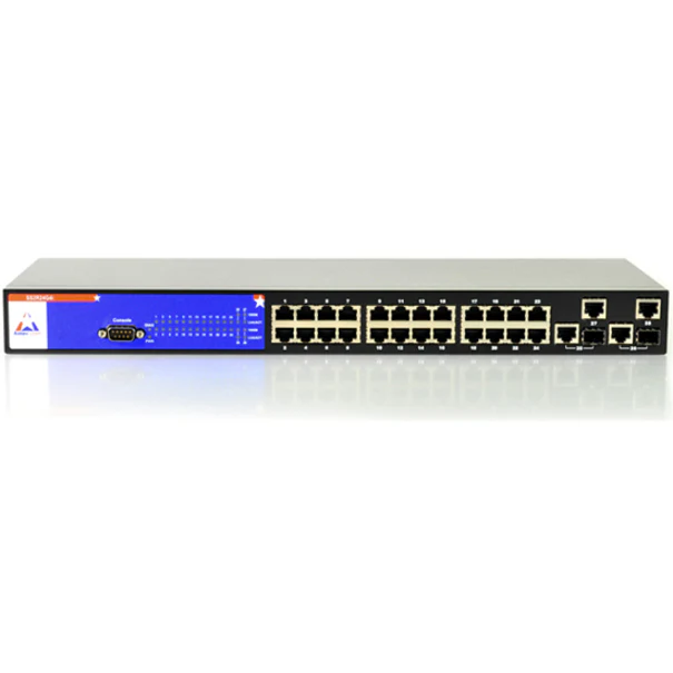 Amer SS2R24G4i Ethernet Switch - 28 Ports - Manageable - Gigabit Ethernet, Fast Ethernet - 10/100/1000Base-T, 10/100Base-TX - 2 Layer Supported - 2 SFP Slots - 1U High - Rack-mountable, Desktop - Lifetime Limited Warranty