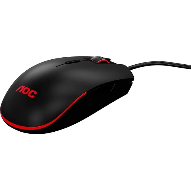 AOC GM500 Gaming Mouse - Optical - Cable - Black - USB 2.0 Type A - 5000 dpi - 8 Button(s) - Symmetrical