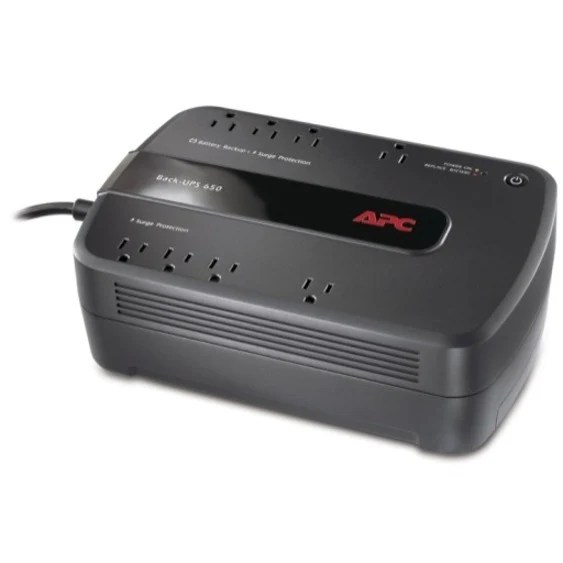 APC by Schneider Electric Back-UPS 650VA Desktop UPS - Tower - 1 Day Recharge - 3 Minute Stand-by - 110 V AC Input - 120 V AC Output - Stepped Sine Wave - USB - 8 x NEMA 5-15R - 8 x Battery/Surge Outlet