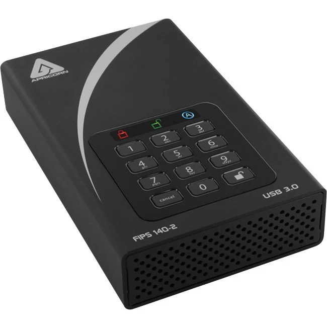 Apricorn Aegis Padlock DT FIPS ADT-3PL256F-6000 6 TB Hard Drive - External - TAA Compliant - USB 3.0 - 256-bit Encryption Standard - 1 Year Warranty