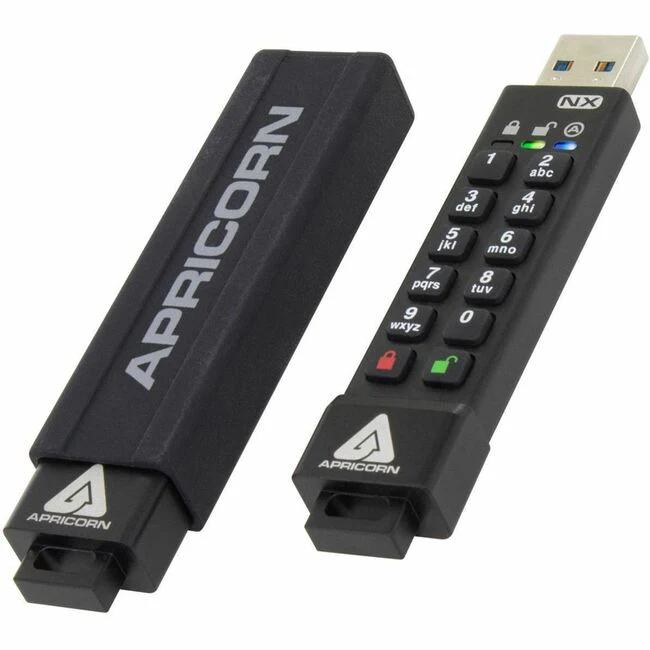 Apricorn Aegis Secure Key 3NX 256GB USB 3.2 (Gen 1) Flash Drive - 256 GB - USB 3.2 (Gen 1) - Black - 256-bit AES, XTS-AES - 3 Year Warranty - TAA Compliant