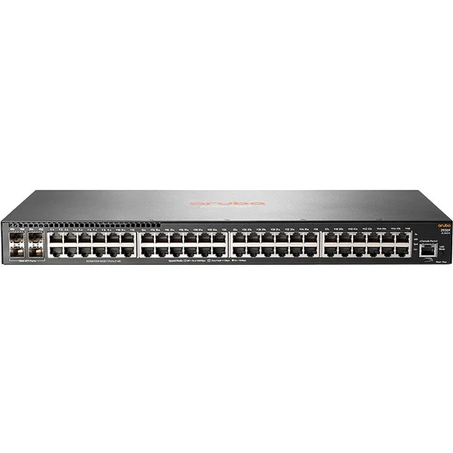 Aruba 2930F 48G 4SFP Switch - 48 Ports - Manageable - Gigabit Ethernet - 10/100/1000Base-T, 1000Base-X - 3 Layer Supported - Modular - 46.60 W Power Consumption - Optical Fiber, Twisted Pair - Rack-mountable
