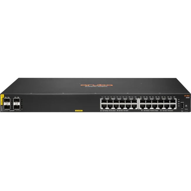 Aruba 6000 24G Class4 PoE 4SFP 370W Switch - 24 Ports - Manageable - Gigabit Ethernet, 10 Gigabit Ethernet - 10/100/1000Base-T, 10GBase-X - 3 Layer Supported - Modular - 4 SFP Slots - 32.70 W Power Consumption - 370 W PoE Budget - Twisted Pair, Optical Fi