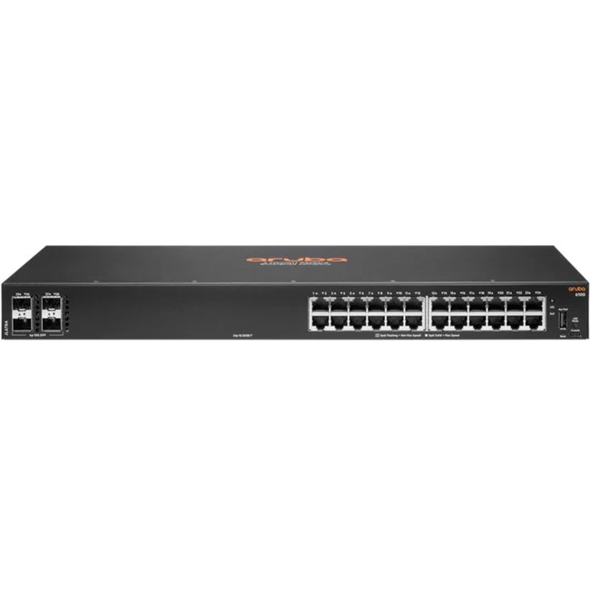 Aruba 6100 24G 4SFP+ Switch - 24 Ports - Gigabit Ethernet, 10 Gigabit Ethernet - 10/100/1000Base-T, 10GBase-X - 3 Layer Supported - Modular - 33 W Power Consumption - Twisted Pair, Optical Fiber - 1U High - Rack-mountable, Wall Mountable, Surface Mount -