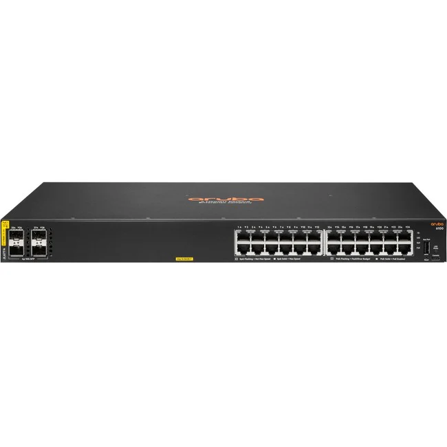 Aruba 6100 24G Class4 PoE 4SFP+ 370W Switch - 24 Ports - Gigabit Ethernet, 10 Gigabit Ethernet - 10/100/1000Base-T, 10GBase-X - Refurbished - 3 Layer Supported - Modular - 32.70 W Power Consumption - 370 W PoE Budget - Twisted Pair, Optical Fiber - PoE Po