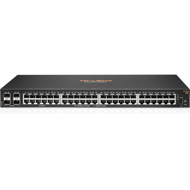 Aruba 6100 48G 4SFP+ Switch - 48 Ports - Gigabit Ethernet, 10 Gigabit Ethernet - 10/100/1000Base-T, 10GBase-X - Refurbished - 3 Layer Supported - Modular - 44.20 W Power Consumption - Twisted Pair, Optical Fiber - 1U High - Rack-mountable, Wall Mountable