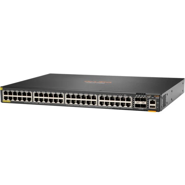 Aruba 6200F 48G Class4 PoE 4SFP+ 370W Switch - 48 Ports - Manageable - Gigabit Ethernet, 10 Gigabit Ethernet - 10/100/1000Base-T, 10GBase-X - 3 Layer Supported - Modular - 76 W Power Consumption - 370 W PoE Budget - Twisted Pair, Optical Fiber - PoE Ports