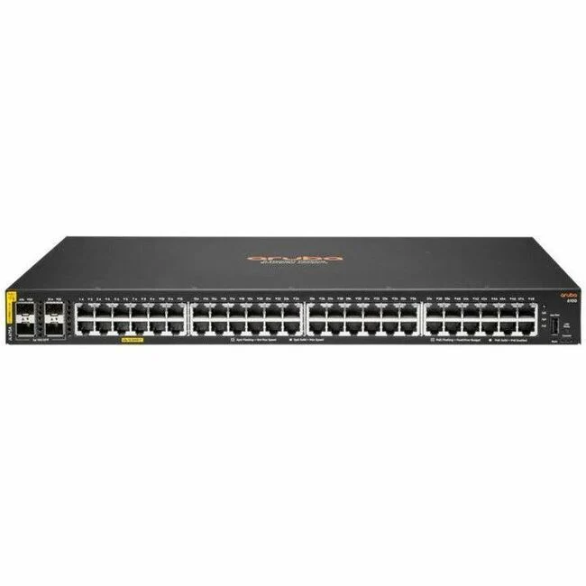 Aruba CX 6100 48G Class4 PoE 4SFP+ 370W Switch - 48 Ports - Manageable - Gigabit Ethernet, 10 Gigabit Ethernet - 10/100/1000Base-T, 10GBase-X - 2 Layer Supported - Modular - 30.60 W Power Consumption - 370 W PoE Budget - Twisted Pair, Optical Fiber - PoE