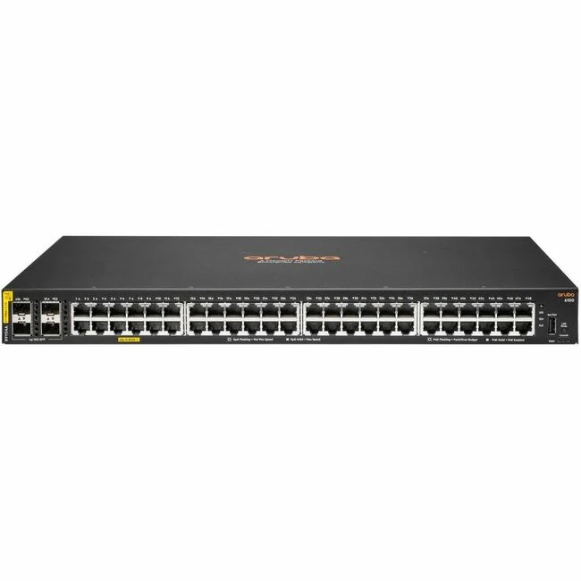 Aruba CX 6100 Ethernet Switch - 48 Ports - Manageable - Gigabit Ethernet, 10 Gigabit Ethernet - 10/100/1000Base-T - 2 Layer Supported - Modular - 49.70 W Power Consumption - 740 W PoE Budget - Twisted Pair, Optical Fiber - PoE Ports - 1U High - Rack-mount