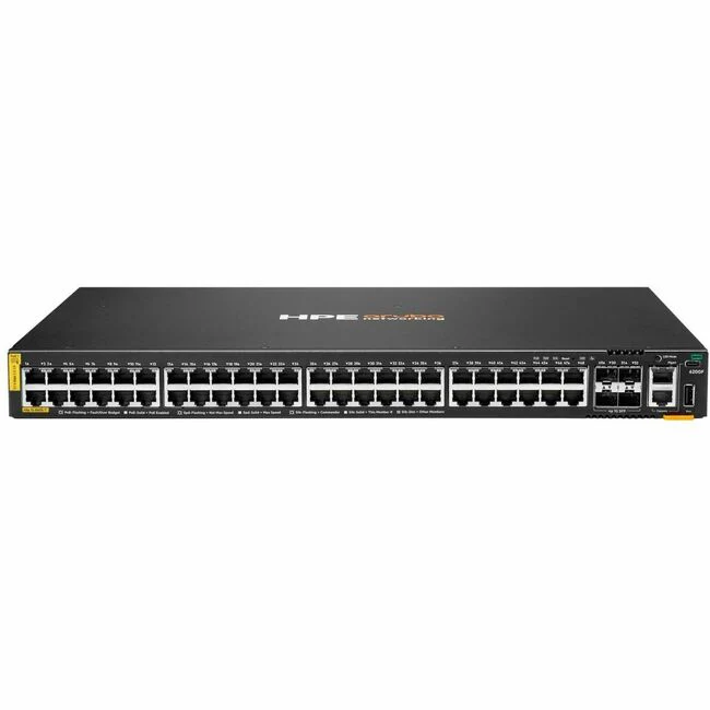 Aruba CX 6200F 48G Class 4 PoE 4SFP 370W Switch - 48 Ports - Manageable - Gigabit Ethernet - 10/100/1000Base-T, 1000Base-X - 3 Layer Supported - Modular - 4 SFP Slots - 60 W Power Consumption - 370 W PoE Budget - Optical Fiber, Twisted Pair - PoE Ports -