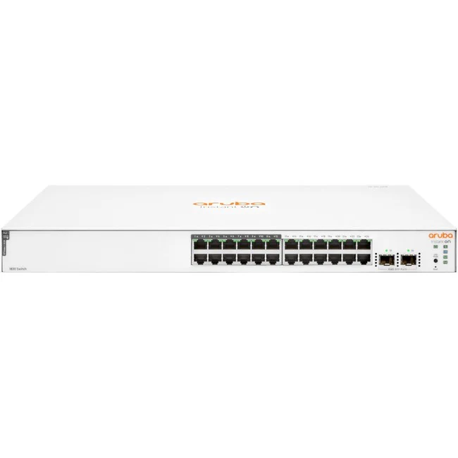 Aruba Instant On 1830 24G 12p Class4 PoE 2SFP 195W Switch - 24 Ports - Manageable - Gigabit Ethernet - 1000Base-T, 1000Base-X - 2 Layer Supported - Modular - 2 SFP Slots - 244.60 W Power Consumption - 195 W PoE Budget - Optical Fiber, Twisted Pair - PoE P
