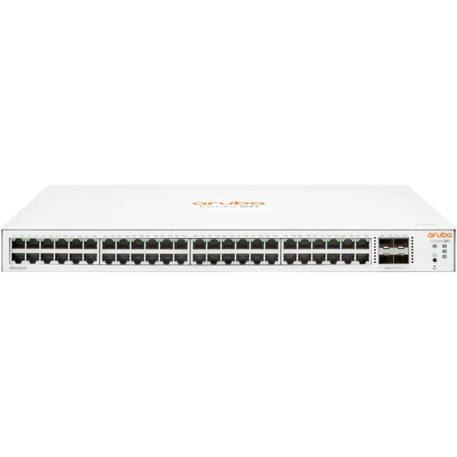 Aruba Instant On 1830 48G 4SFP Switch - 48 Ports - Manageable - Gigabit Ethernet - 10/100/1000Base-T, 100/1000Base-X - 2 Layer Supported - Modular - 4 SFP Slots - 40.20 W Power Consumption - Twisted Pair, Optical Fiber - Rack-mountable, Cabinet Mount, Tab
