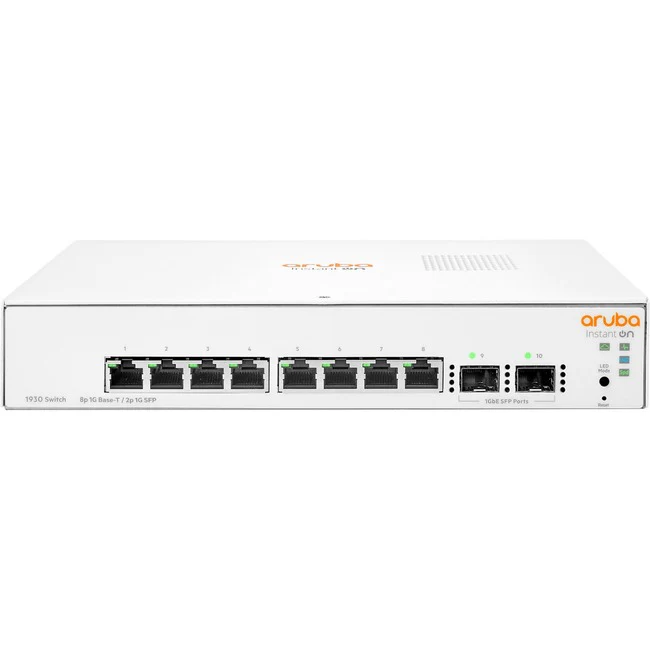 Aruba Instant On 1930 8G 2SFP Switch - 8 Ports - Manageable - 4 Layer Supported - Modular - 2 SFP Slots - 11 W Power Consumption - Optical Fiber, Twisted Pair - 1U High - Rack-mountable