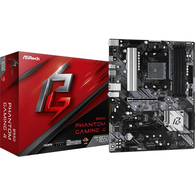 ASRock B550 Phantom Gaming 4 Desktop Motherboard - AMD B550 Chipset - Socket AM4 - ATX - 128 GB DDR4 SDRAM Maximum RAM - DIMM, UDIMM - 4 x Memory Slots - Gigabit Ethernet - HDMI - 6 x SATA Interfaces