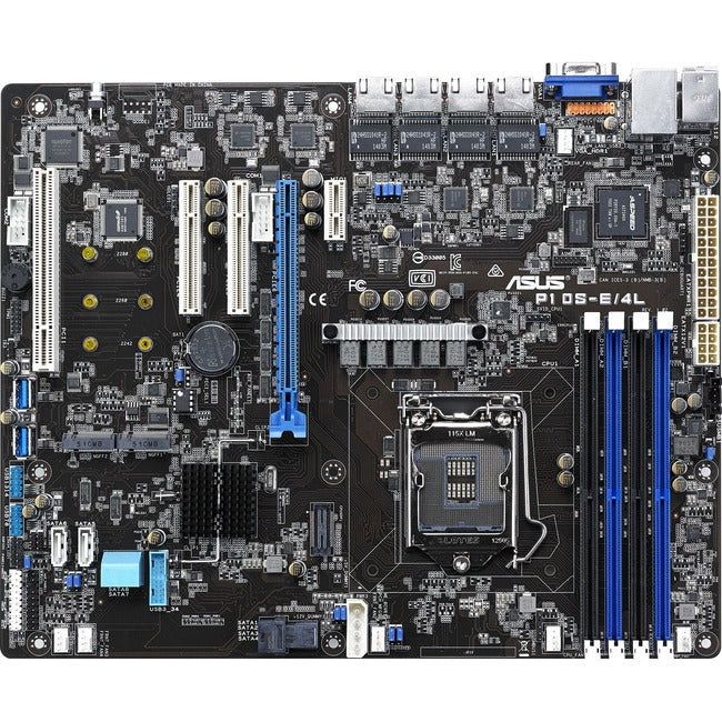 Asus P10S-E/4L Server Motherboard - Intel C236 Chipset - Socket H4 LGA-1151 - ATX - 64 GB DDR4 SDRAM Maximum RAM - UDIMM - 4 x Memory Slots - Gigabit Ethernet - 8 x SATA Interfaces