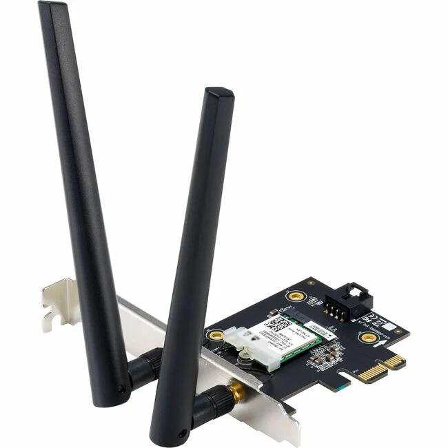Asus PCE-AXE5400 IEEE 802.11ax Bluetooth 5.2 Tri Band Wi-Fi/Bluetooth Combo Adapter for Computer - PCI Express x1 - 2.35 Gbit/s - 2.40 GHz ISM - 6 GHz UNII - Plug-in Card - Low-profile