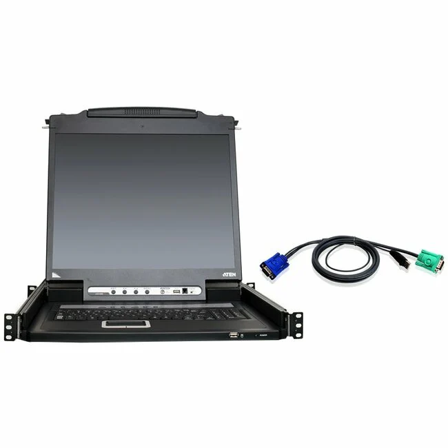 ATEN 16-Port 19" LCD KVM Kit with 12-USB Cables-TAA Compliant - 16 Computer(s) - 19" LCD - SXGA - 1280 x 1024 - 2 x USB - Daisy Chain - Keyboard