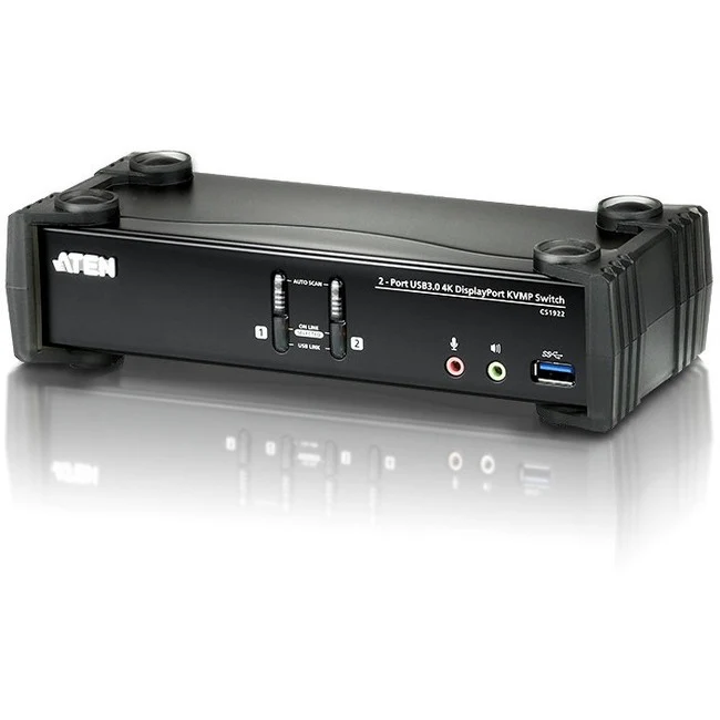 ATEN 2-Port USB 3.0 4K DisplayPort KVMP Switch-TAA Compliant - 2 Computer(s) - 1 Local User(s) - 4096 x 2160 - 6 x USB - 3 x DisplayPort