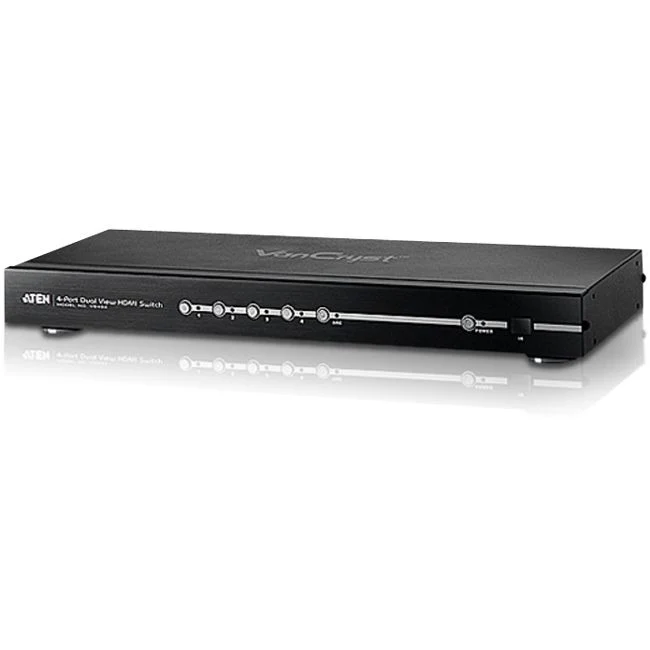 ATEN 4-Port Dual View HD Video Switch-TAA Compliant - 1920 x 1200 - WUXGA - 1080p4 x 2