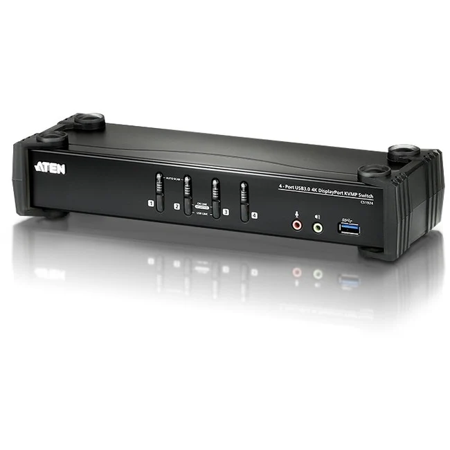 ATEN 4-Port USB 3.0 4K DisplayPort KVMP Switch-TAA Compliant - 4 Computer(s) - 1 Local User(s) - 4096 x 2160 - 8 x USB - 5 x DisplayPort