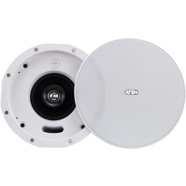 ATEN AS104 2-way Ceiling Mountable Speaker - 30 W RMS - White - 60 W (PMPO) - 4" Paper Cone Woofer - 0.79" Polyetherimide (PEI) Tweeter - 100 Hz to 20 kHz - 8 Ohm