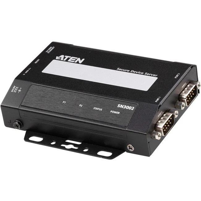 ATEN SN3002 2-Port RS-232 Secure Device Server - Twisted Pair - 1 x Network (RJ-45) - 2 x Serial Port - 10/100Base-TX - Fast Ethernet - Desktop, Wall Mountable, DIN Rail Mountable, Rack-mountable