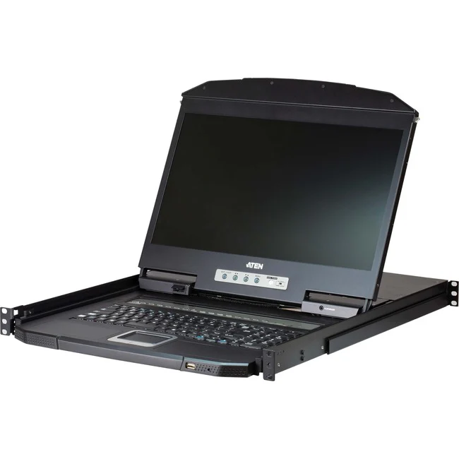 ATEN SOHO CL3108 LCD Rack Console - 128 Computer(s) - 18.5" LCD - HD - 1366 x 768PS/2 Port - 1 x USB - 8 x VGA - Keyboard - TouchPad - 120 V AC, 230 V AC Input Voltage - 1U High - Metal, Plastic