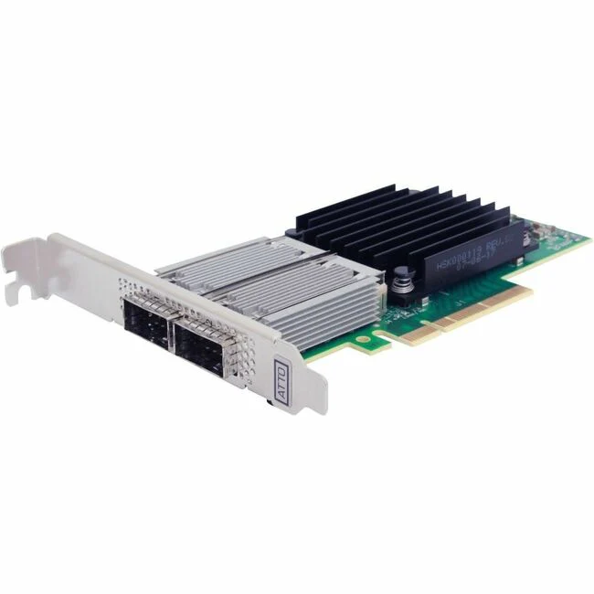 ATTO FastFrame N4T2 10Gigabit Ethernet Card - PCI Express 3.0 x8 - 2 Port(s) - 2 - Twisted Pair - Low Profile Bracket Height - 10GBase-T - Plug-in Card