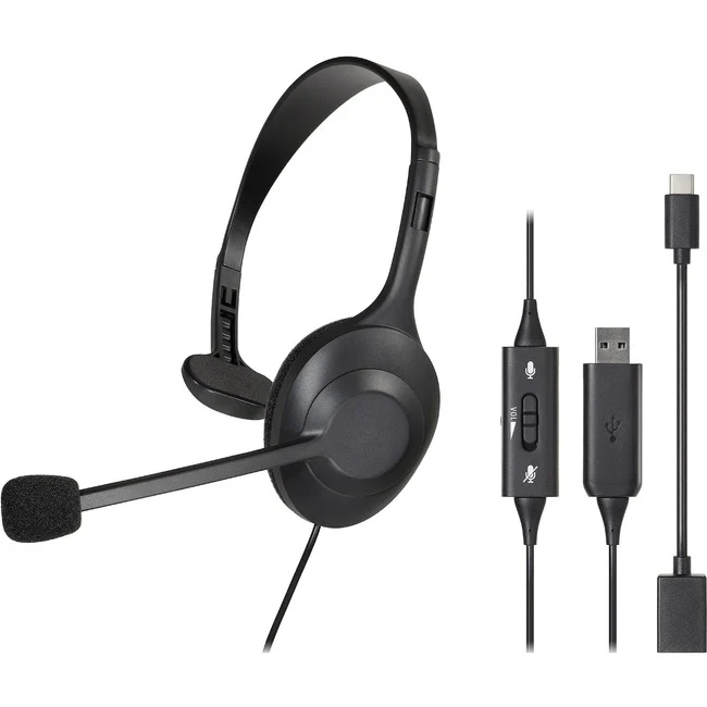 Audio-Technica ATH-101USB Lightweight, Breathable Single-Ear Headset with Clear Audio - Mono - USB 2.0 Type A - Wired - 32 Ohm - 20 Hz - 20 kHz - Over-the-head - Monaural - Circumaural - 6.56 ft Cable - Noise Cancelling, Bi-directional, Electret, Condense