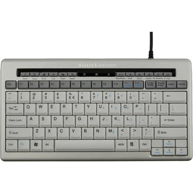 Bakker Elkhuizen S-board 840 Compact Keyboard - Cable Connectivity - USB Interface Multimedia Hot Key(s) - English, French - Desktop Computer, Notebook