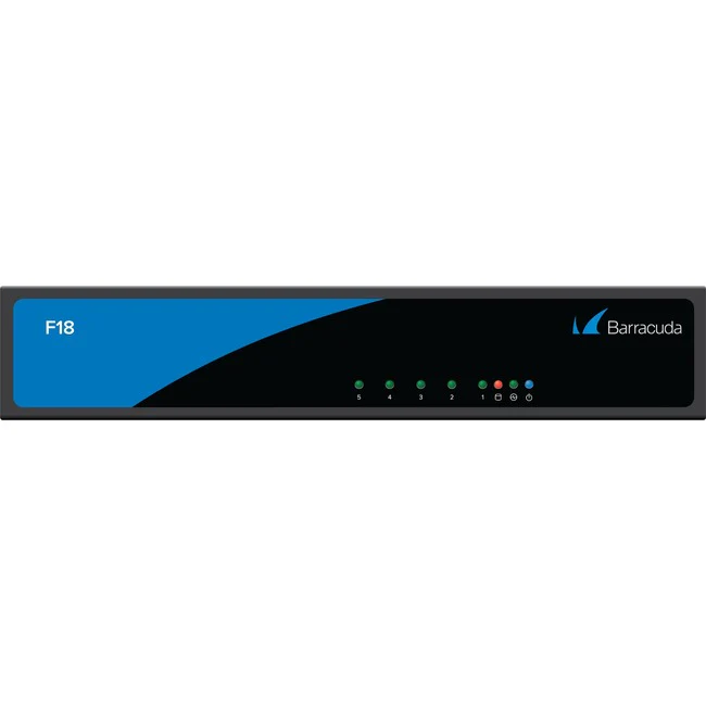 Barracuda CloudGen F18B Web Application Firewall - 5 Port - 1000Base-T - Gigabit Ethernet - 256 MB/s Firewall Throughput - AES (128-bit), AES (256-bit), DES, RSA, 3DES - 5 x RJ-45 - Desktop