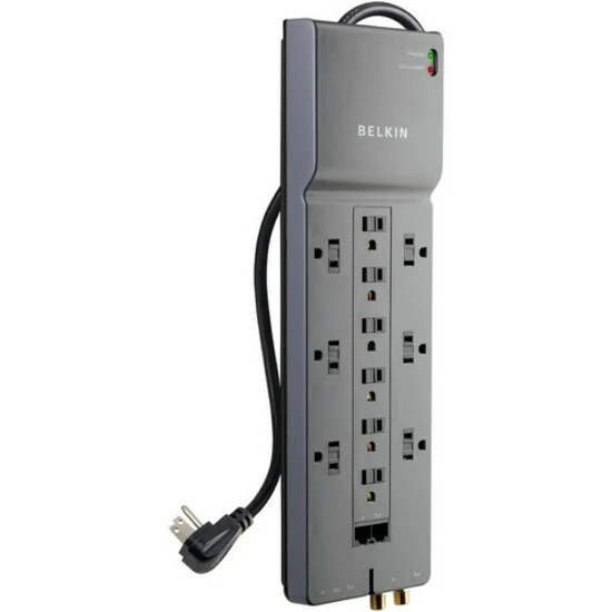Belkin 12 Outlet Home and Office Surge Protector with 8ft Power Cord - Receptacles: 12 x NEMA 5-15R - 3960J