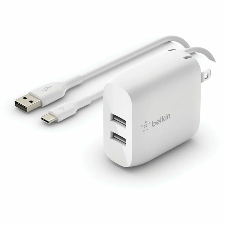 Belkin BoostCharge Dual USB-A Wall Charger 24W (USB-A to USB-C cable included) - Power Adapter - 24 W - 4.80 A Output