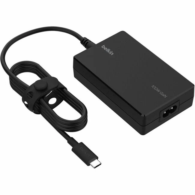 Belkin CONNECT USB-C Core GaN Power Adapter 100W - 100 W - 8 ft Cable - Black