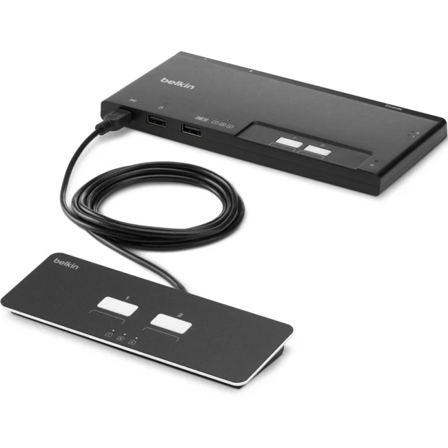 Belkin F1DN202MOD-BA-4 KVM Switchbox - 2 Computer(s) - 1 Local User(s) - 3840 x 2160 - 3 x USB - Desktop, Under Table - TAA Compliant